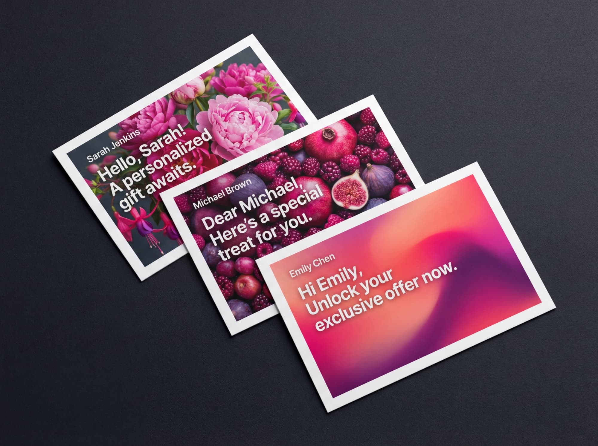 Personalisierte Direktmailing-Postkarten mit variabler Beyond CMYK Veredelung – XMPie